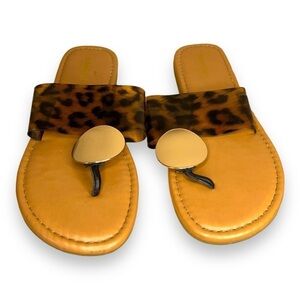 6.5 WOMENS SONOMA SANDALS TORTOISE BROWN TAN GOLD SLIP ON